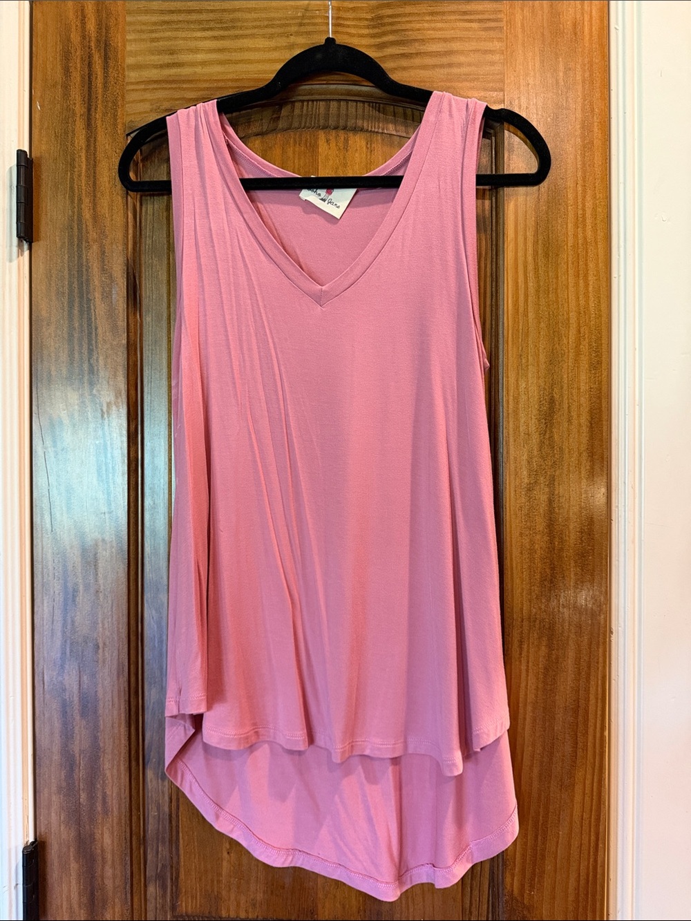 Flowy V-Neck Pink Layered Tank Top